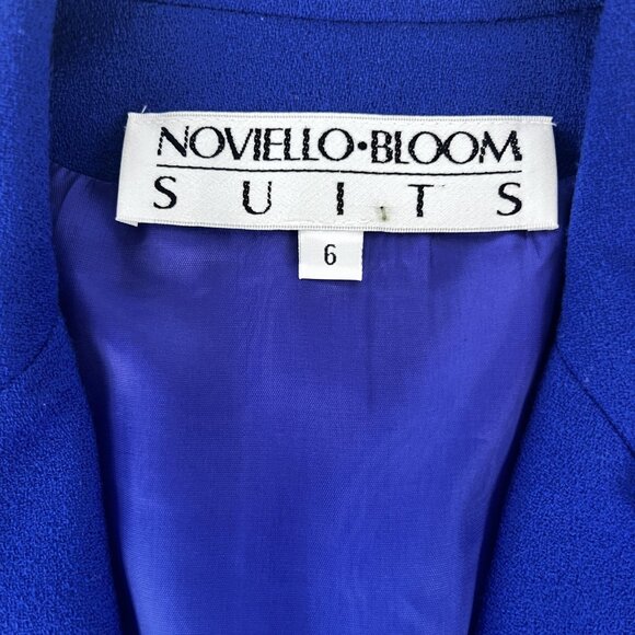 VTG Women 6 Wool Skirt Set Blue Ruffle Retro Business Church USA Noviello Bloom - Picture 3 of 14